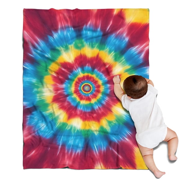 Colorful Rainbow Tie Dye Spiral Pattern Blanket,Comfortable Soft Flannel Throw Blanket,All Season,Warm Lightweight Blankets for Sofa Bed Couch Living Room Chair,30"x40"