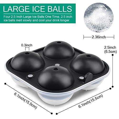 ERKOON Large Sphere Ice Trays Mold Whiskey 2.5 Inch Round Big Ice Ball Maker for 