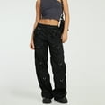 thumbnail image 3 of Women's Vintage Parachute Pants, Low Waist Baggy Y2K Cargo Pants Bandage Hip Hop 90s E-Girl Grunge Jogger Streetwear, 3 of 6