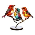 thumbnail image 3 of Chamoist Birds On Branch Figurine,Birds On Branch Desktop Ornaments,Stained Acrylic Double Sided Multicolor Hummingbird Craft Statue,Metal Art Bird Sculpture,Birds Decorated Acrylic Bird Branches, 3 of 8