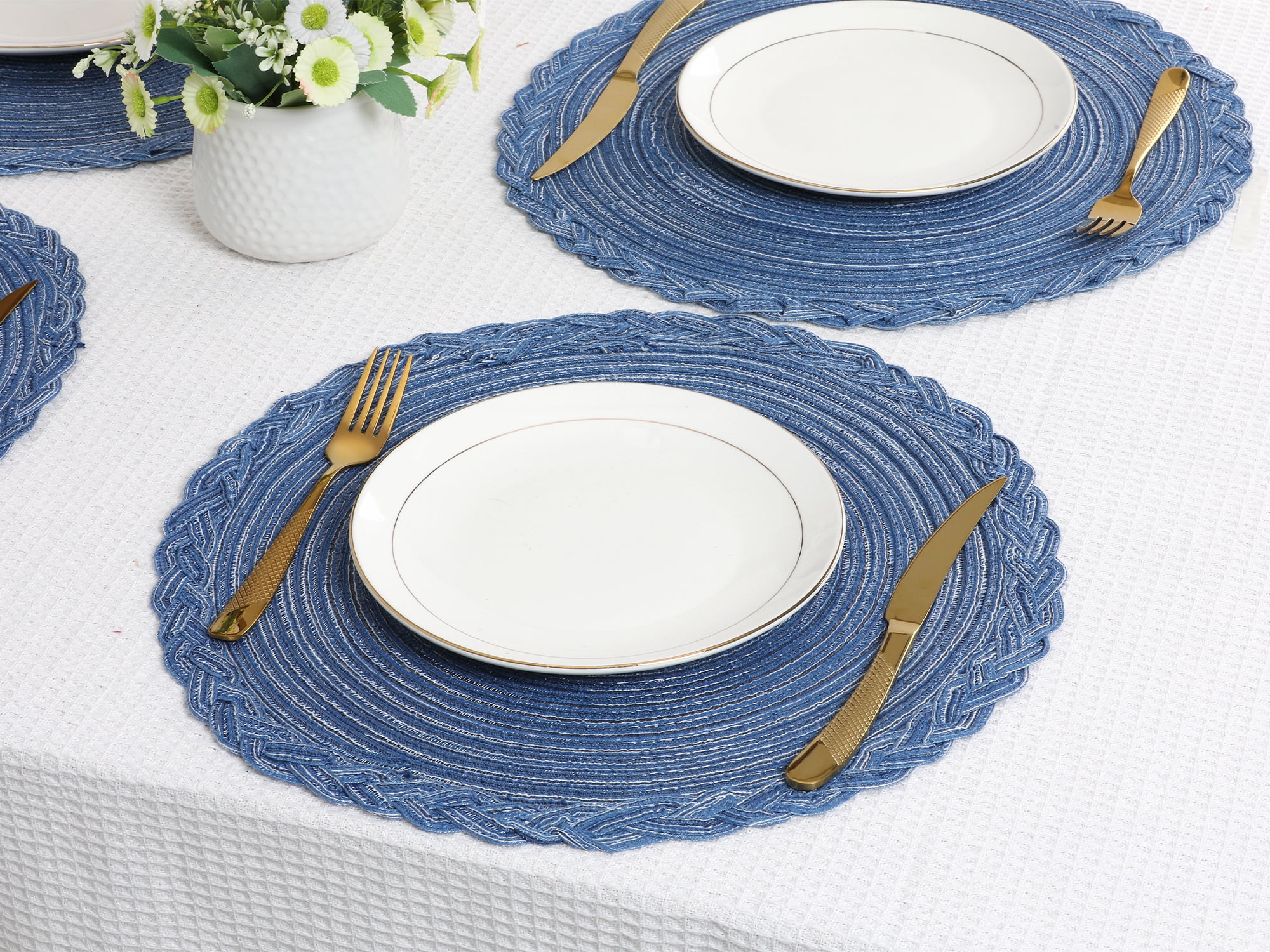 Unique Bargains Rustic Placemats Set of 6 Placemats Kitchen Table Mat Blue