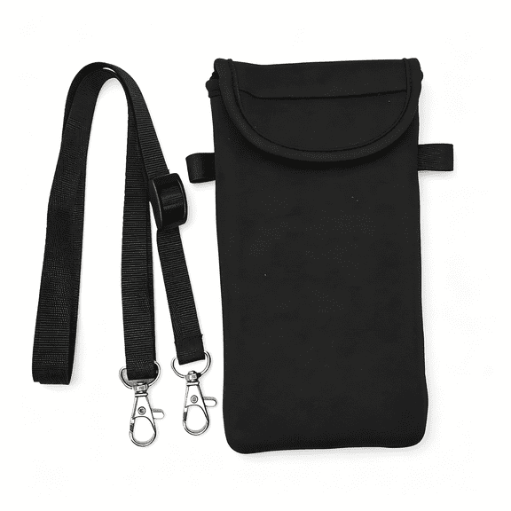 HBMYN Cell Phone Pouch Universal Neoprene Sleeve with Neck Strap Lanyard Holder for Cellphone, Around Neck Carrying Case for Seniors with Belt Clip Loop and Secure Fit Black