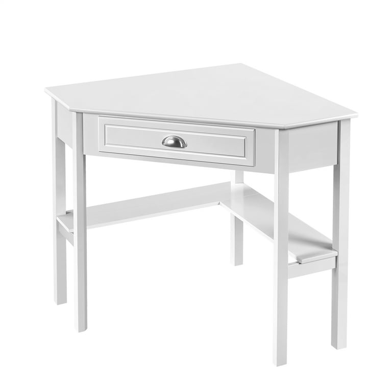 Easyfashion Corner Writing Desk With Storage Drawer White Com Easyfashion Corner Writing Desk With, Small White Corner Writing Desk