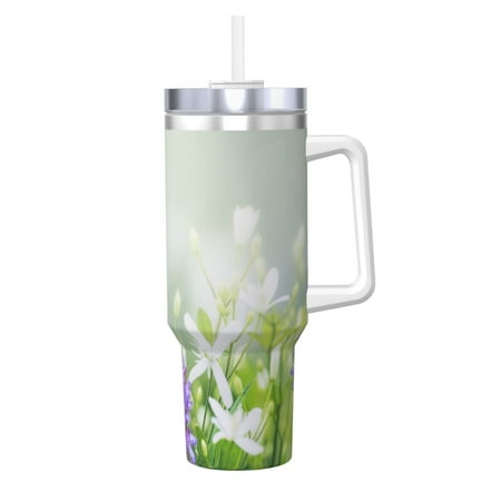 

Matuu Purple Butterfly On Wild for 40OZ Ice Cup with Handle Durable Thermal Cups Keep Drinks Cold and Hot Insulated Car Mug with Lid