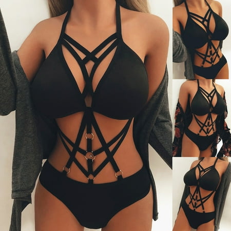 

POROPL Lingerie For Women Valentine S Day Bodysuits Strapless Classic Girls Ladies Keyhole Neck Striped Hook And Eye Sleepwear For Women