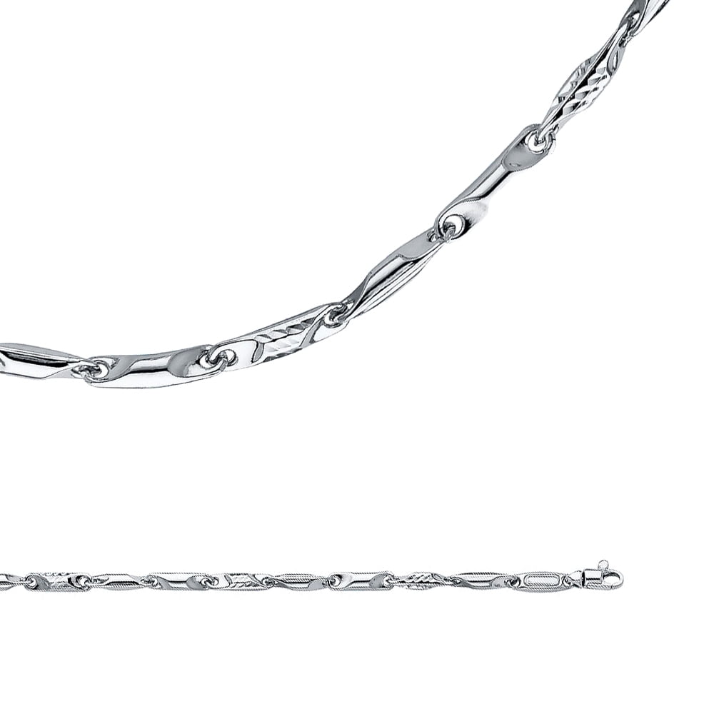 Bullet Necklace Solid 14k White Gold 