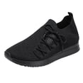 thumbnail image 6 of Pandaie Slip on Sneakers Women Walking Shoes Side Lace up Tennis Lightweight Breathable Mesh Nurse Orthopedic Workout Gym Sport Shoes (Black,6), 6 of 7