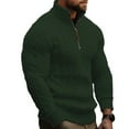thumbnail image 2 of ASDFVBKG Mens Quarter Zip Pullover Sweater Long Sleeve Collar Lightweight Knit Pullover Casual Men Oversized Fashion Soft Fall Winter Solid Tops Green M, 2 of 4