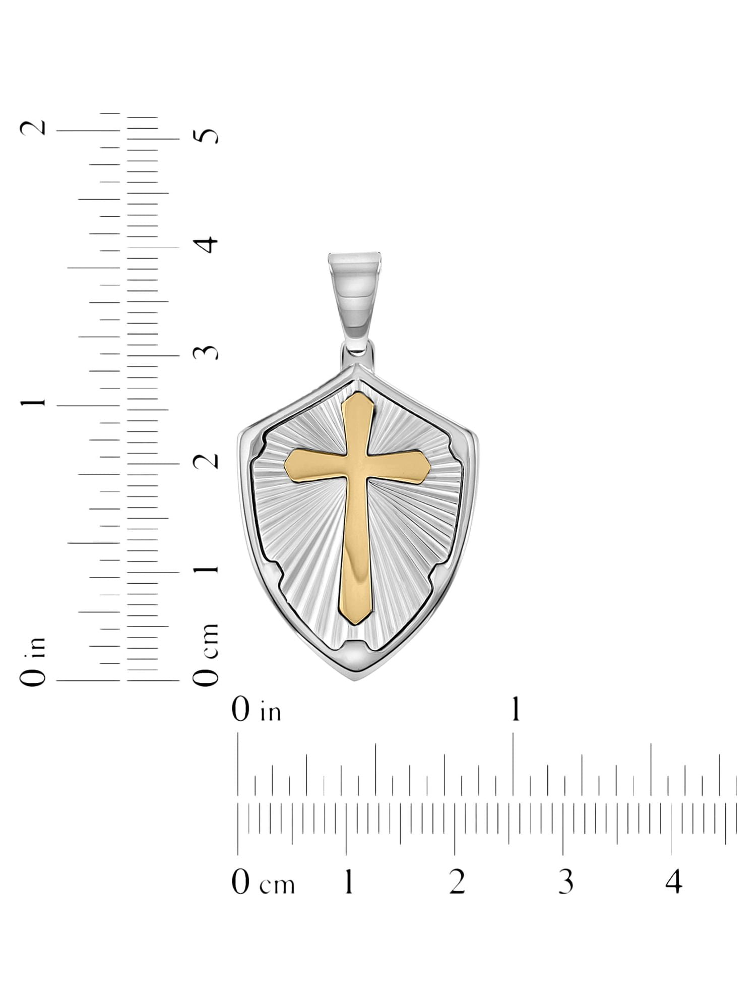 Believe by Brilliance Men's Two-Tone Stainless Steel Shield Pendant Necklace