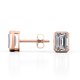 thumbnail image 3 of JeenMata Aros Tipo Botón con Solitario de Moissanita en Forma de Esmeralda de 1 Quilate Engastados en Bisel en Baño de Oro Rosa de 18 K sobre Plata, 3 of 5