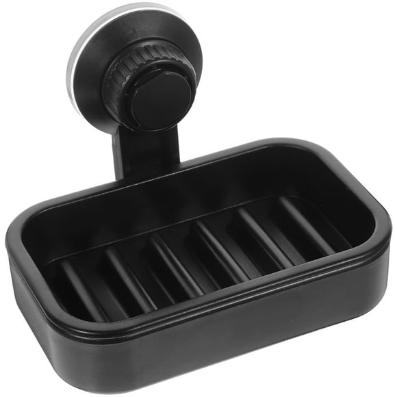 WORGEOUS Soporte para plato de jabón Dispensadores de ahorro de jabón de succión Ventosa de vacío Barra de soporte de esponja de jabón para ducha, bañera y fregadero de cocina (negro)