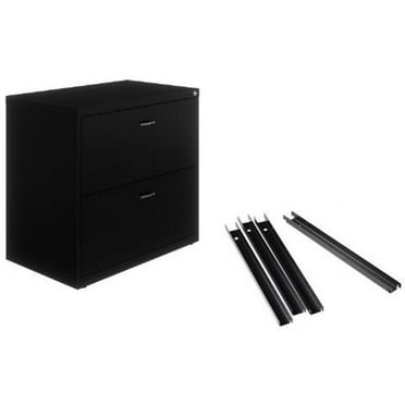 Hirsh Lateral Metal File Cabinet 30"W 2 Drawer Set Black with Front/Back Rails