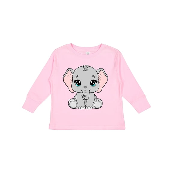 Inktastic Cute Gray Elephant Boys or Girls Long Sleeve Toddler T-Shirt