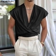 thumbnail image 4 of INCERUN Tops 2024 estilo americano nuevo para hombres con cuello en V cruzado diseño retorcido camisetas casuales ropa de calle camiseta de manga larga sólida S-5XL, 4 of 5