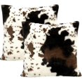thumbnail image 1 of Fundas de almohada decorativas de 18 x 18 pulgadas, paquete de 2, suaves y acogedoras, de forro polar, para sofá cama, sofá, estilo rústico, piel de animal, negro y blanco, estampado., 1 of 4