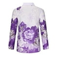 thumbnail image 5 of IROINNID Savings Womens Long Sleeve V-Neck Shirts Button Lounge Turn-Down Printed Tops Shirt,Purple, 5 of 8