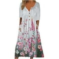 thumbnail image 1 of Robes Grande Taille pour Femmes, Robe d'Été Décontractée à Manches Courtes, Col Rond, Cheville, en Solde, 1 of 5