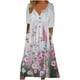 thumbnail image 1 of ICHUANYI Clearance Women's Summer Casual Printing Short Sleeve Dress Short Sleeve Round Neck Ankle Dress(White, L) ICHUANYI WER2023080912142, 1 of 5