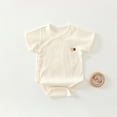 thumbnail image 2 of Krdevn Baby Short-Sleeve Jacquard Bodysuit, Summer Thin Wrap-Style Onesie with Bear Embroidery, Comfortable Crawling Suit,4-8 Months, 2 of 3