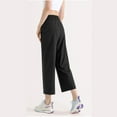 thumbnail image 5 of Tnhcen Women's Casual High Waisted Elastic Waist Wide Leg Cropped Trousers Pocket Pants Loose Fit Comfortable Streetwear S-XL Stretch Ankle Pants, 5 of 5
