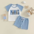 thumbnail image 2 of mgoYE Baby Boy Clothes 6-9 Months Toddler Baby Boy Summer Clothes Embroidered Letter Short Sleeve T-Shirts Elastic Shorts Newborn Infant Boy Outfits(Blue,0-6 Months), 2 of 6