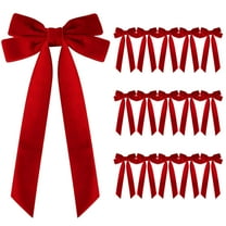 Lilixerw 16 Pcs Velvet Christmas Bows,7.68x3.94 Inch Xmas Gift Wrap Bows for Tree Wreath Wedding Party Decor,Reusable Craft Bows for Snack Candy Bags,Red
