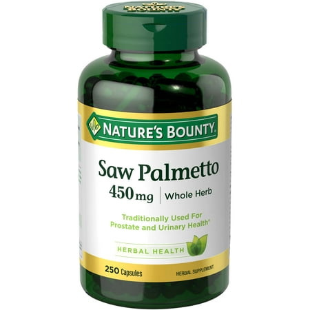 Nature's Bounty Saw Palmetto Herbal Supplement Capsules, 450mg, 250