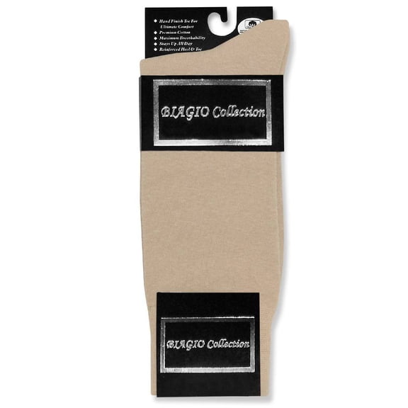 1 Pair of Biagio Solid BEIGE Color Men's COTTON Dress SOCKS