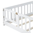 thumbnail image 6 of Sesslife Twin Size Platform Bed, Solid Wood Twin Bed Frame with Slats, Fence Guardrail and Door, Twin Floor Bed for Little Boys Girls, No Box Spring Needed, White, 6 of 8