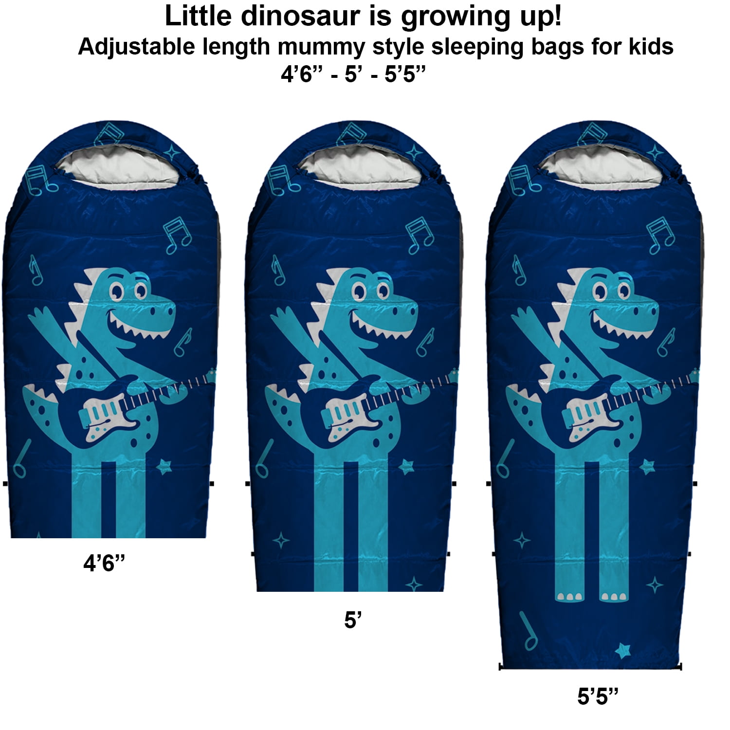 KidzAdventure Adjustable Length Youth and Kids Sleeping Bag |32F Indoor/Outdoor Boys and Girls Sleeping Bag | Mummy Style, Lightweight Sleeping Bag for Kids | U.S. Pending Patent