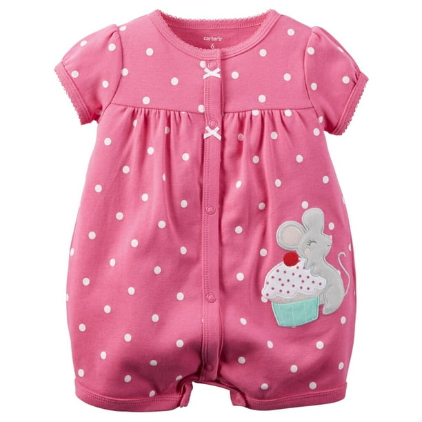 Carter's Carters Baby Girls SnapUp Polka Dot Cotton Romper Mouse