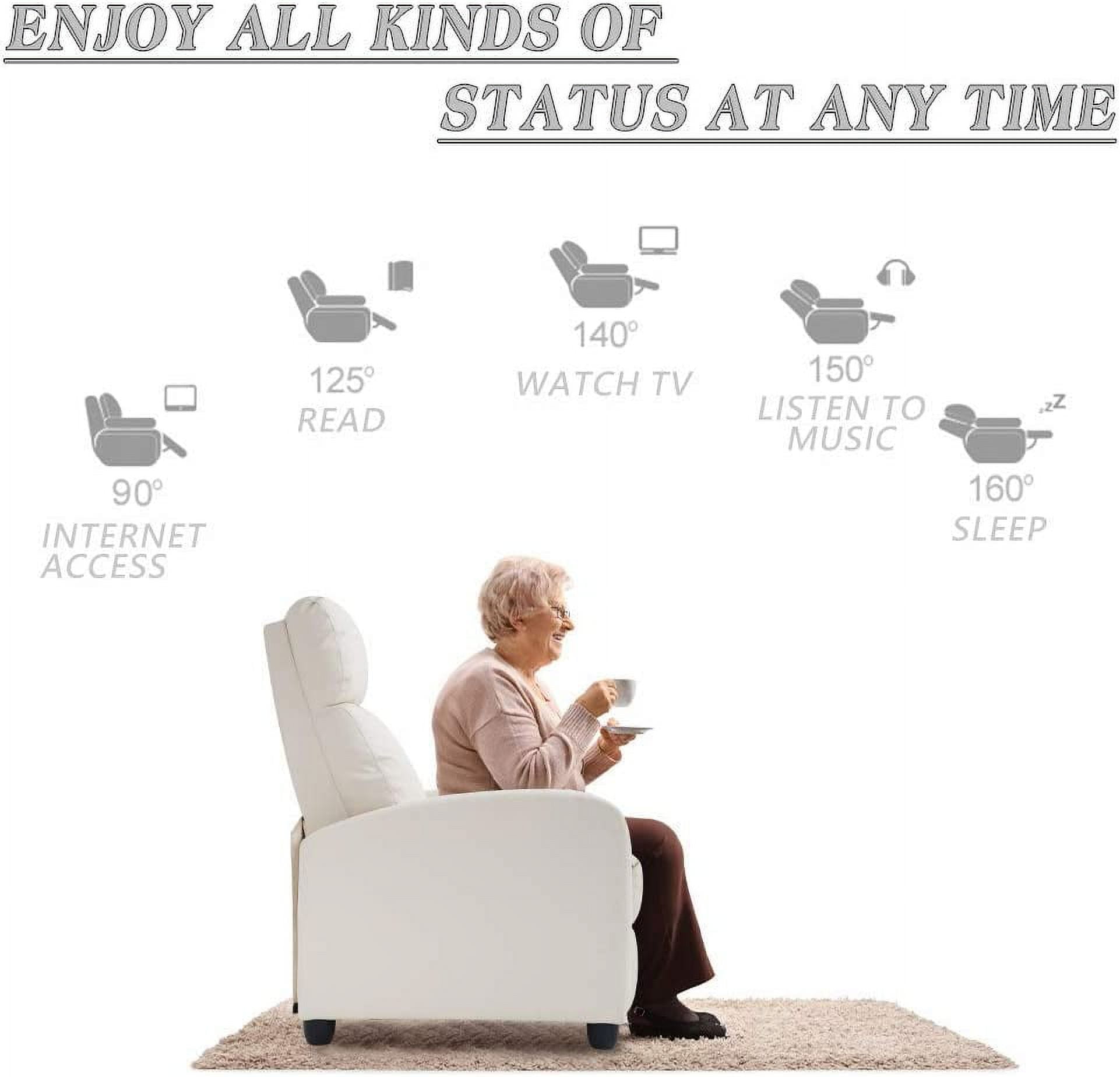 Dkelincs Recliner Chair for Adults Massage Sofa Chair Ergonomic Soft Reading Chair Living Room Chair Single Theater Seating Chair with Remote Control, Beige