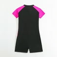 thumbnail image 3 of Xfvqtps Kids Girls Rash Guard One Piece Swimsuit Front Zipper Short Sleeve Sun Protection Color Block Water Sport Beach Summer Short Swimsuit for 8-14 Years Hot Pink, 3 of 7