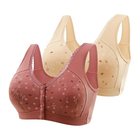 Front Closure Bras Women Seamless Bra Feature V-Neck Demi & Balconette Bra Style W-1886 Front Closure Closure Workout Sports Bras Khaki XXL