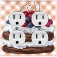 thumbnail image 1 of Metal Light Switch Wall Plate Outlet Cover (Layered Chocolate Berry Cherry Whipped Cream Cake - Double Duplex), 1 of 2
