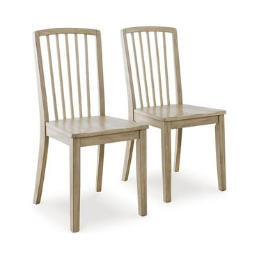 Signature Design by Ashley Gleanville Casual Solid Wood Dining Side Chair with Contoured Seat, Set of 2, Light Brown
