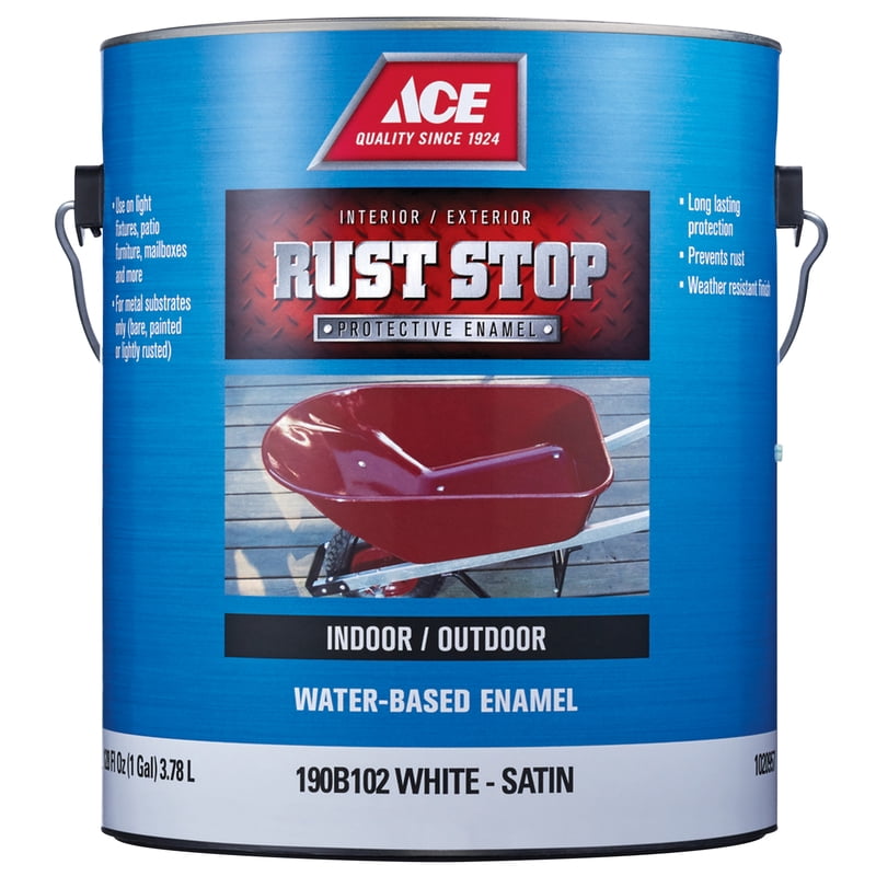 Ace Rust Stop Indoor and Outdoor Satin White WaterBased Enamel Paint 1 gal.
