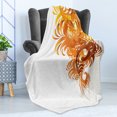 thumbnail image 4 of Floral Soft Flannel Fleece Throw Blanket, Ornaments Flowers Waves Pattern Curvy Leaves Swirls Graphic Design, Cozy Plush for Indoor and Outdoor Use, 50" x 60", Orange Yellow Cream, by Ambesonne, 4 of 5