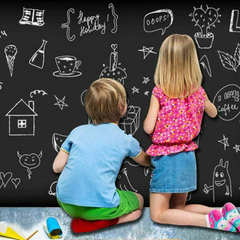  Chalkboard Wallpaper Stick and Peel: Contact Paper Classroom  Chalkboard Stickers Chalk Board Paint Self Adhesive Wall Paper with 8  Colorful Chalks(17.5 x 393.7) : Office Products