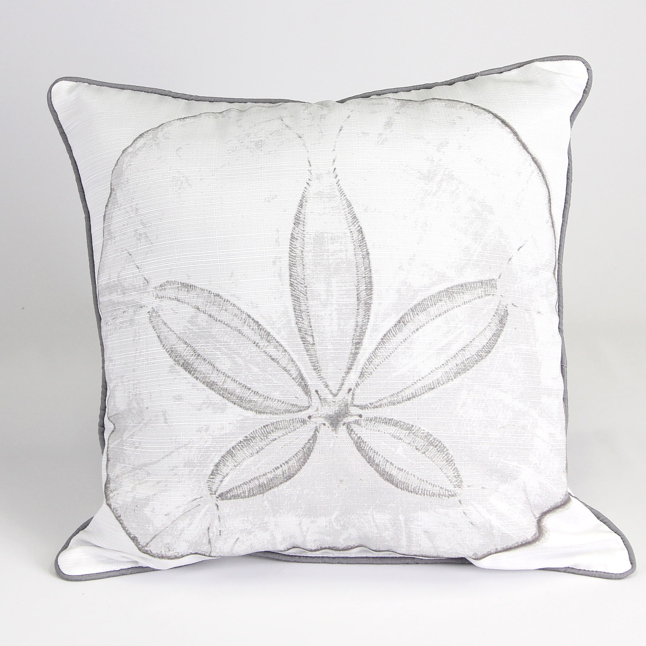 Jordan Manufacturing 18" x 18" Cream and Gray Sand Dollar Nautical Square Reversible Decorative Throw Pillow with Welt
