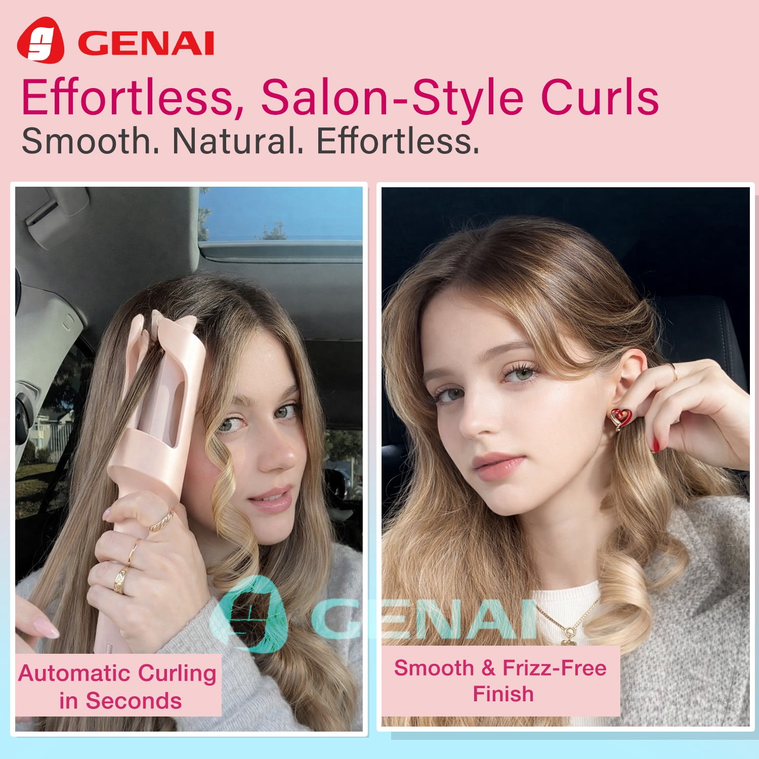 LESROLL 1.29 Inch Automatic Rotating Curling Iron with Cold Air Setting, 5 Heat Levels, LED Display, Anti-Tangle & Anti-Scald Hair Curler for Long, Thick & Textured Hair