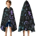 thumbnail image 3 of Black Halloween Ghost Spider Pattern Hooded Bath Towel，50"x30" for Ages 3 To 12 Kids, Quick Dry Lightweight Soft Microfiber Hood Beach Towel Cover Up for Kids, 3 of 7