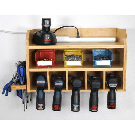 DupliM Bamboo Wall-Mounted Power Tool Organizer Power Drill Holder and Tool Storage Rack - FSC-Certified – Assembly Required