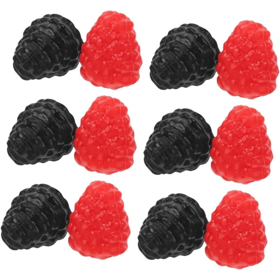 Realistic Artificial Raspberry Decoration 12pcs Faux Fruit Photo Prop Set, Plastic Simulation Raspberry for Home Kitchen Basket Display and Photography（Q) ﻿