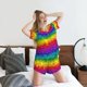 thumbnail image 5 of Fotbe Bright Rainbow Conjunto de Pijama Estampado para Mujer, 2 Piezas, Ropa de Dormir con Camiseta de Manga Corta y Shorts Suaves-Medium, 5 of 6