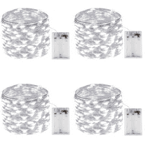 YEOLEH Led Fairy Lights Battery Operated String Lights Silver Wire,Total 160FT 480 LED Battery Lights IP65 Waterproof for Xmas Patio Outdoor Room Decor, White,4 Pack
