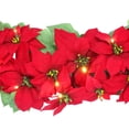 thumbnail image 4 of Puleo International 6' x 12" Pre-Lit Battery-Operated Artificial Red Poinsettia Garland, 4 of 5