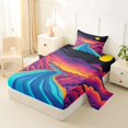 thumbnail image 2 of Castle Fairy Psychedelic Line Art Cosmic River Twin Sheets 3pcs,Layered Swirl Cloud Space Print Bedding,Purple Orange,1 Fitted Sheet,1 Flat Sheet and 1 Pillowcase, 2 of 6