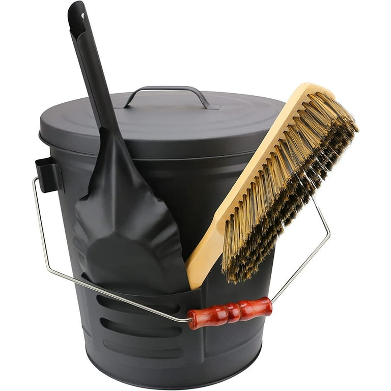 5 Gallon Ash Bucket with Lid and Shovel for Fireplace, Metal Bucket for Fireplace Ashes with Lid and Shovel, Bucket for Wood Burning Stoves, Fireplace
