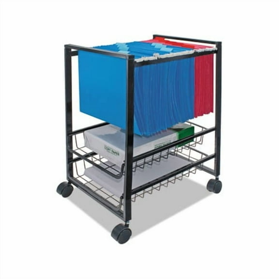 Mobile File Cart w/Sliding Baskets 12.88w x 15d x 21.13h, Black